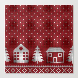 Seamless Knitted Christmas Pattern 02 Canvas Print