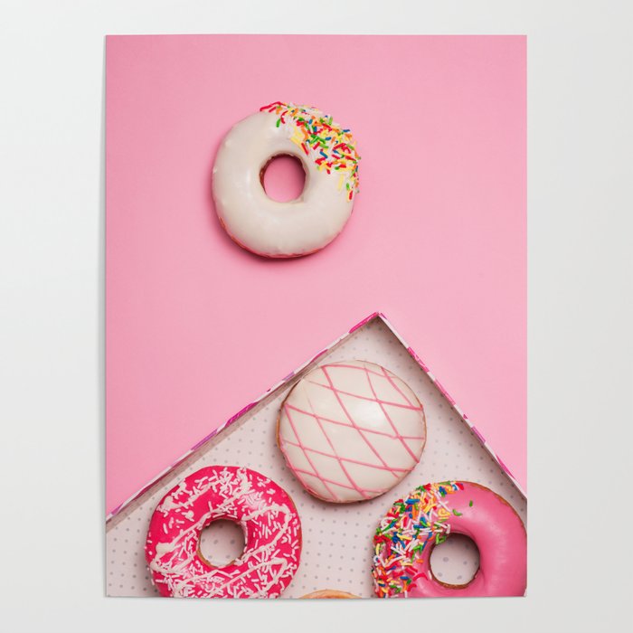  Pink Doughnut Dessert Poster