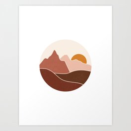 Mountains In A Circle Landscape Art Print