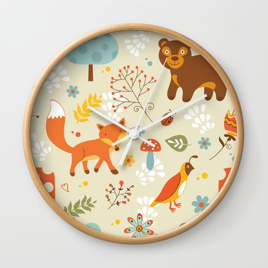 Woodland pattern Wall Clock