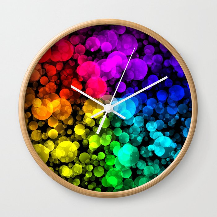 Rainbow Bubbles Wall Clock