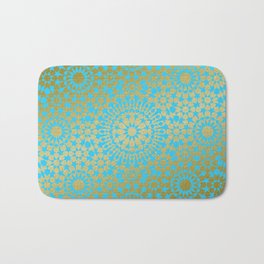 Moroccan Nights - Gold Teal Mandala Pattern 1 - Mix & Match with Simplicity of Life Badematte | Gold, Painting, Ornament, Glitter, Graphic, Drawing, Mandala, Vintage, Oriental, Moroccan 