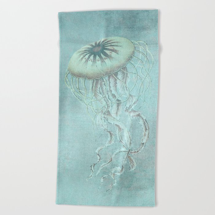 Jellyfish Underwater Aqua Turquoise Art Beach Towel