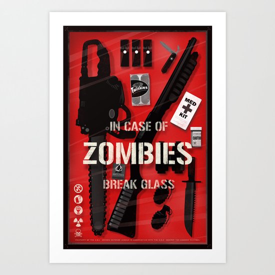 Zombie Emergency Kit Art Print
