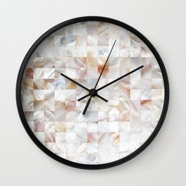 Mother of Pearl, Exotic Tiles Photography, Neutral Minimal Geometrical Graphic Design Wall Clock