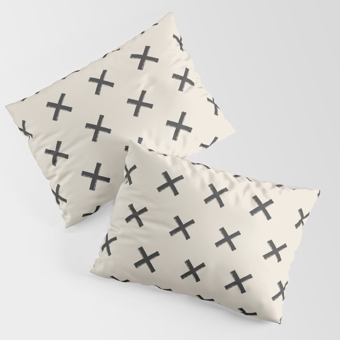 Cream & Black Scandinavian X Pattern Pillow Sham