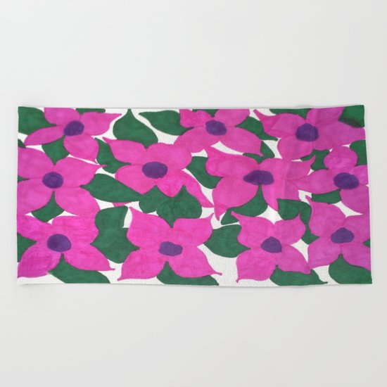 Spring Classic Pink Flowers Beach Towel