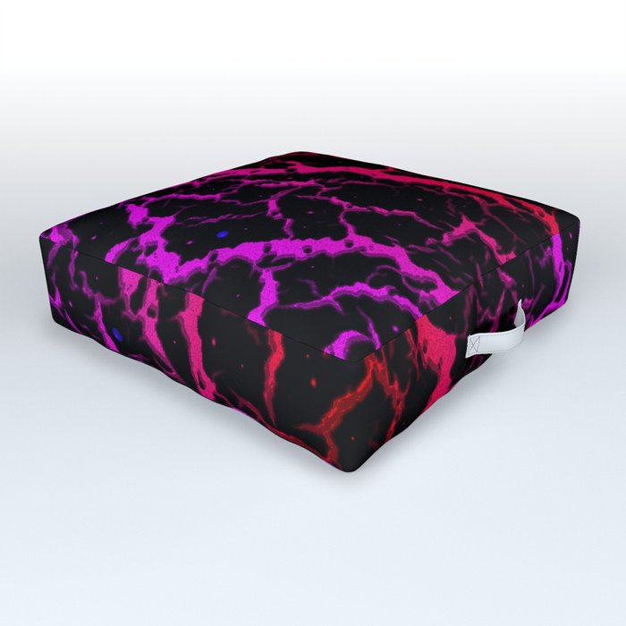 Cracked Space Lava - Pink/Red Outdoor Floor Cushion