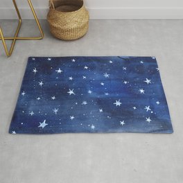 Midnight Stars Night Watercolor Painting by Robayre Rug