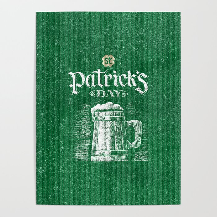 Retro Vintage Happy St Patricks Day Green Distressed Poster
