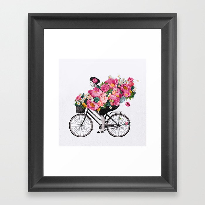 floral bicycle Framed Art Print by Laura Graves | Society6