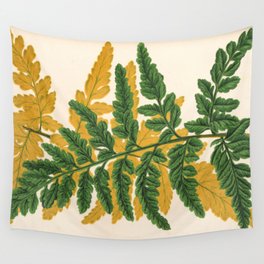 Gold And Green Ferns Wall Tapestry