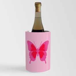 Simple Cute Pink and Red Butterfly - Preppy Aesthetic Wine Chiller