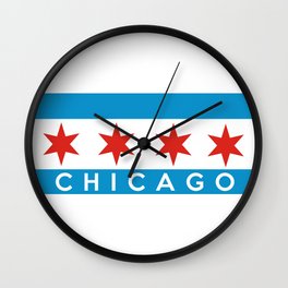 chicago city flag name text Wall Clock