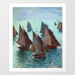 Fishing Boats, Calm Sea by Claude Monet 1868 Art Print