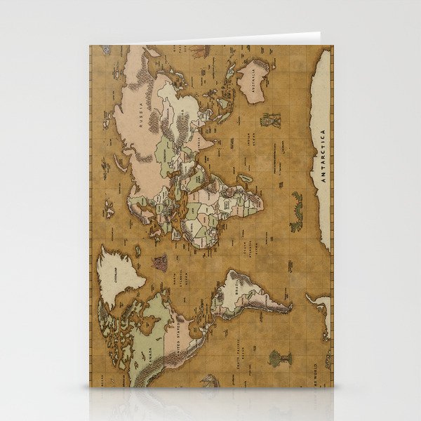 World Treasure Map Stationery Cards
