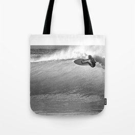 Surfing at CoXos, Ericeira, Portugal Tote Bag