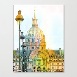 Paris France Les Invalides Cathedral Mixed Media Art Canvas Print