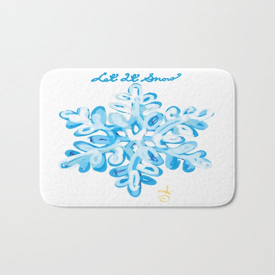 Let It Snow Snowflake Painting Bath Mat