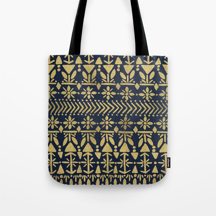 Norwegian Pattern – Gold on Navy Tote Bag by Cat Coquillette | Society6