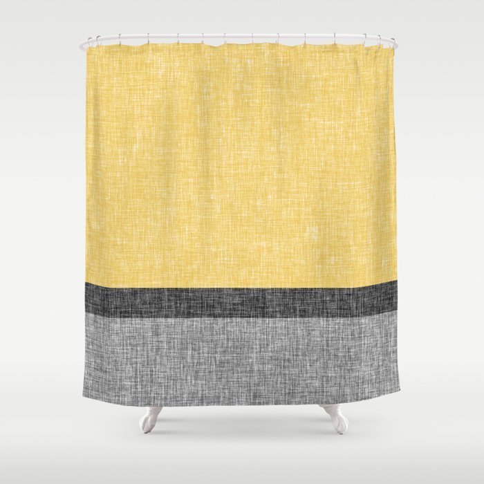 Yellow Grey And Black Section Stripe And Graphic Burlap Print