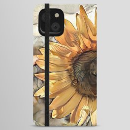 Watercolor Big Sunflower Elegant Collection iPhone Wallet Case