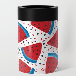 Cute pattern with colorfull watermelon and shapes on white background Can Cooler
