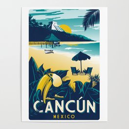 Cancun Mexico vintage travel poster Poster