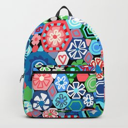 Millefiori Blue and Red Backpack | Venetianglass, Fun, Red, Green, Millefiori, Funky, Flowers, Pattern, Blue, Carnival 