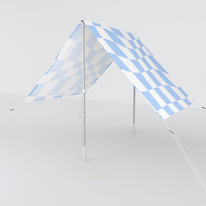 Warped Checkered Pattern (sky blue/white) Sun Shade