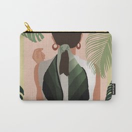 Girl In Green Leaf Scarf Carry-All Pouch