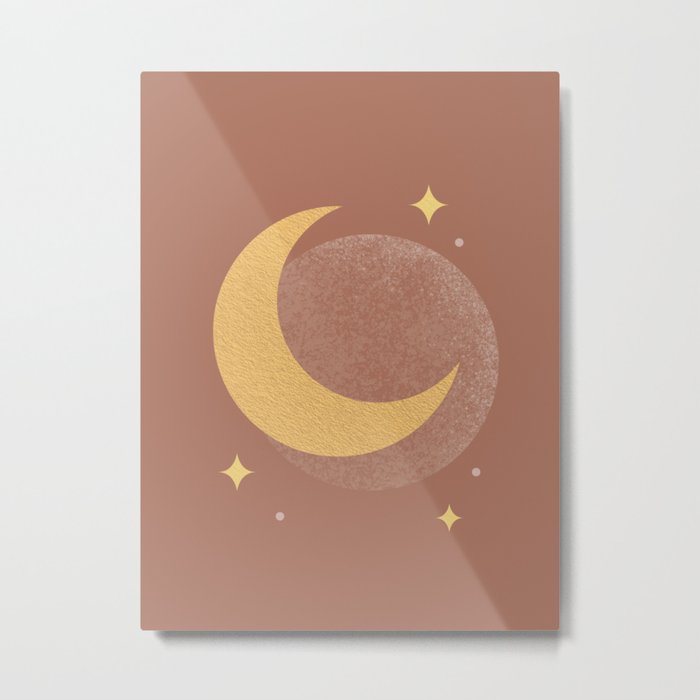 Moon Sparkle Gold - Celestial Metal Print