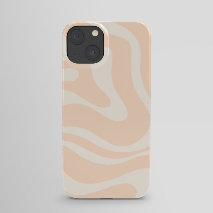 Retro Modern Liquid Swirl Abstract Pattern Square in Soft Pale Peach  iPhone Case