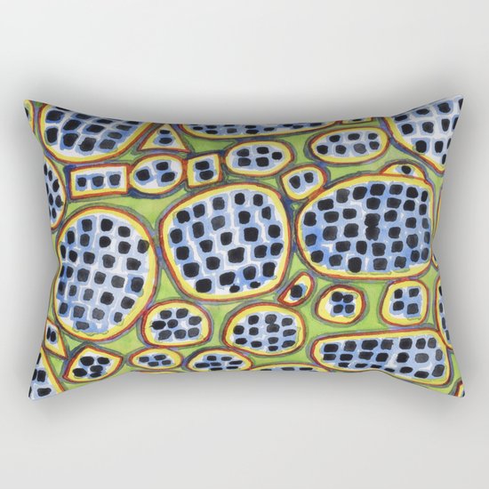 Blue-Black Seeds Pattern Rectangular Pillow