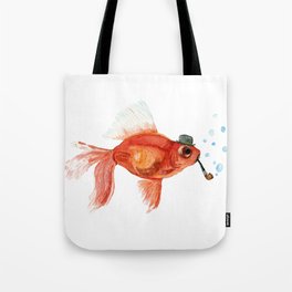Goldfish with pipe and hat Tote Bag