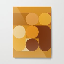 Retro 12C Metal Print | Popart, Orange, Abstract, Modern, Midcentury, Retro, Scandinavian, Yellow, Lines, Illustration 