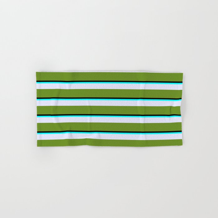 Black, Aqua, Lavender & Green Colored Stripes Pattern Hand & Bath Towel