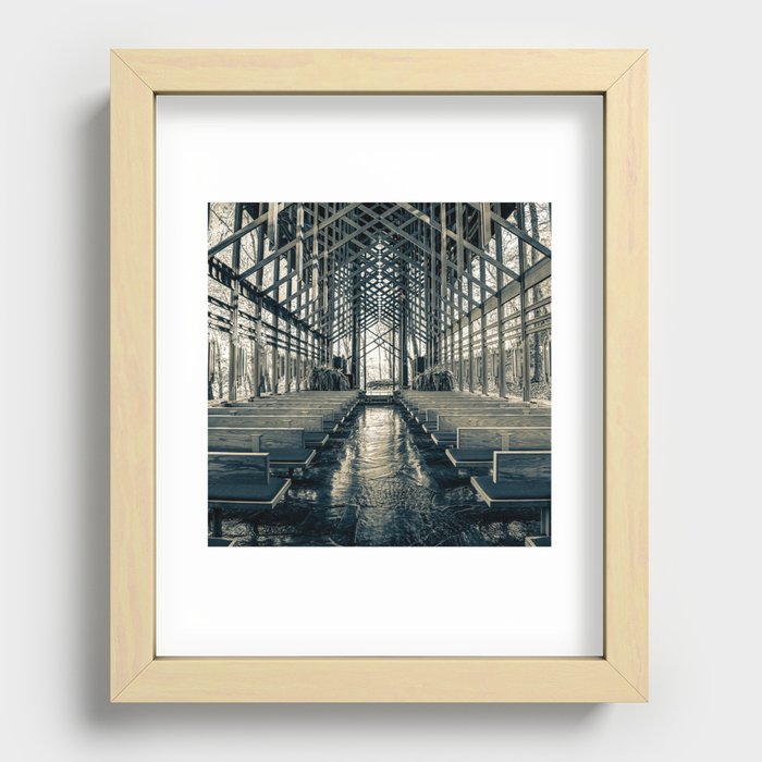 Thorncrown Chapel Architecture in Sepia Recessed Framed Print