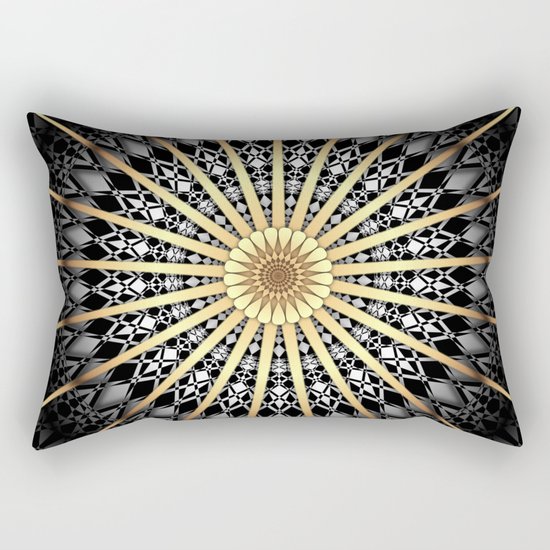 Black White Gold Mandala 2 Rectangular Pillow