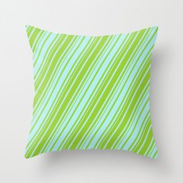 [ Thumbnail: Turquoise and Green Colored Lined Pattern Throw Pillow ]