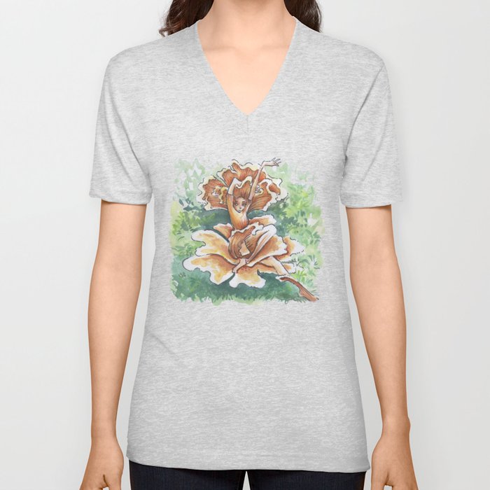 Empire of Mushrooms: Cantharellus cibarius V Neck T Shirt