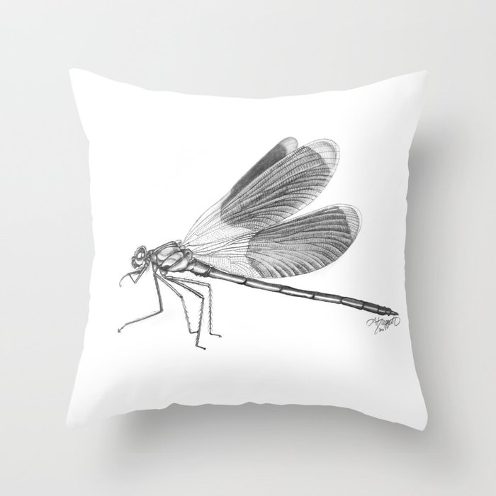 Dragonfly Illustration Throw Pillow