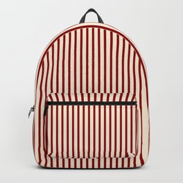 [ Thumbnail: Beige and Dark Red Colored Pattern of Stripes Backpack ]