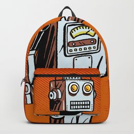 Retro Robot Toy Backpack | Acrylic, Collectible, Vintage, Illustration, Future, Popart, Toy, Atomic, Gears, Robot 