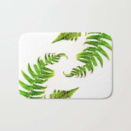 Fern on white - double Bath Mat