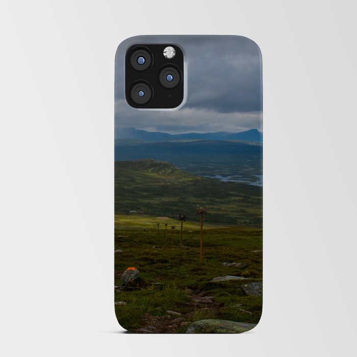 Kungsleden trail descending to a magnificent valley iPhone Card Case