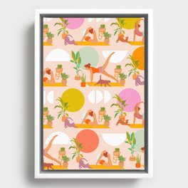 Summer with Yoga, Cats and Plants Framed Canvas