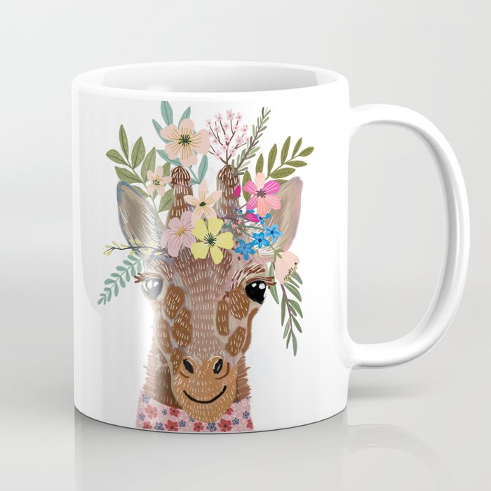 Giraffe with flowers on head Coffee Mug