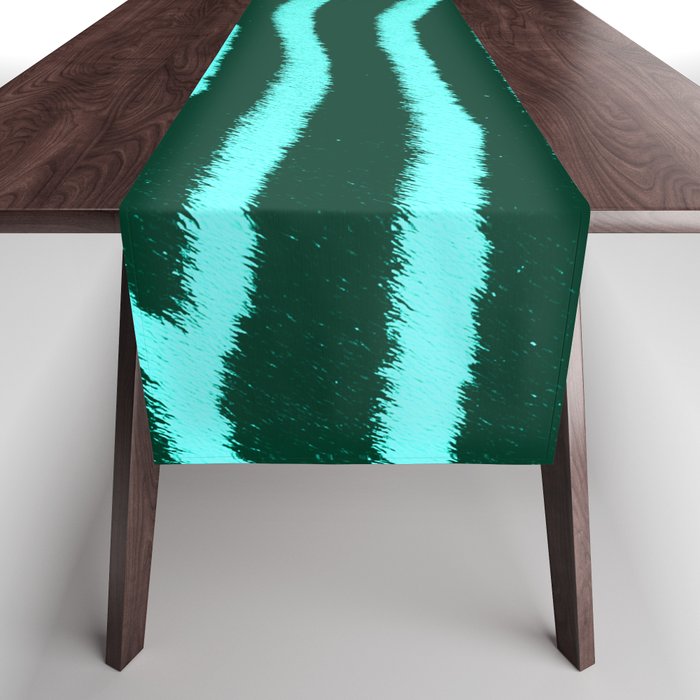 Mint Turquoise Zebra Fur Pop-Art Animal Print Table Runner