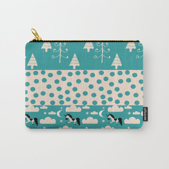 Unicorn Teal patchwork Carry-All Pouch